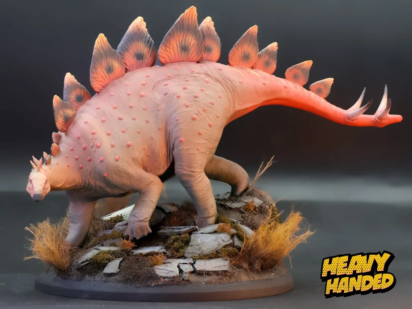 Stegosaurus Sculpture, hand-painted dinosaur maquette by Heavy Handed