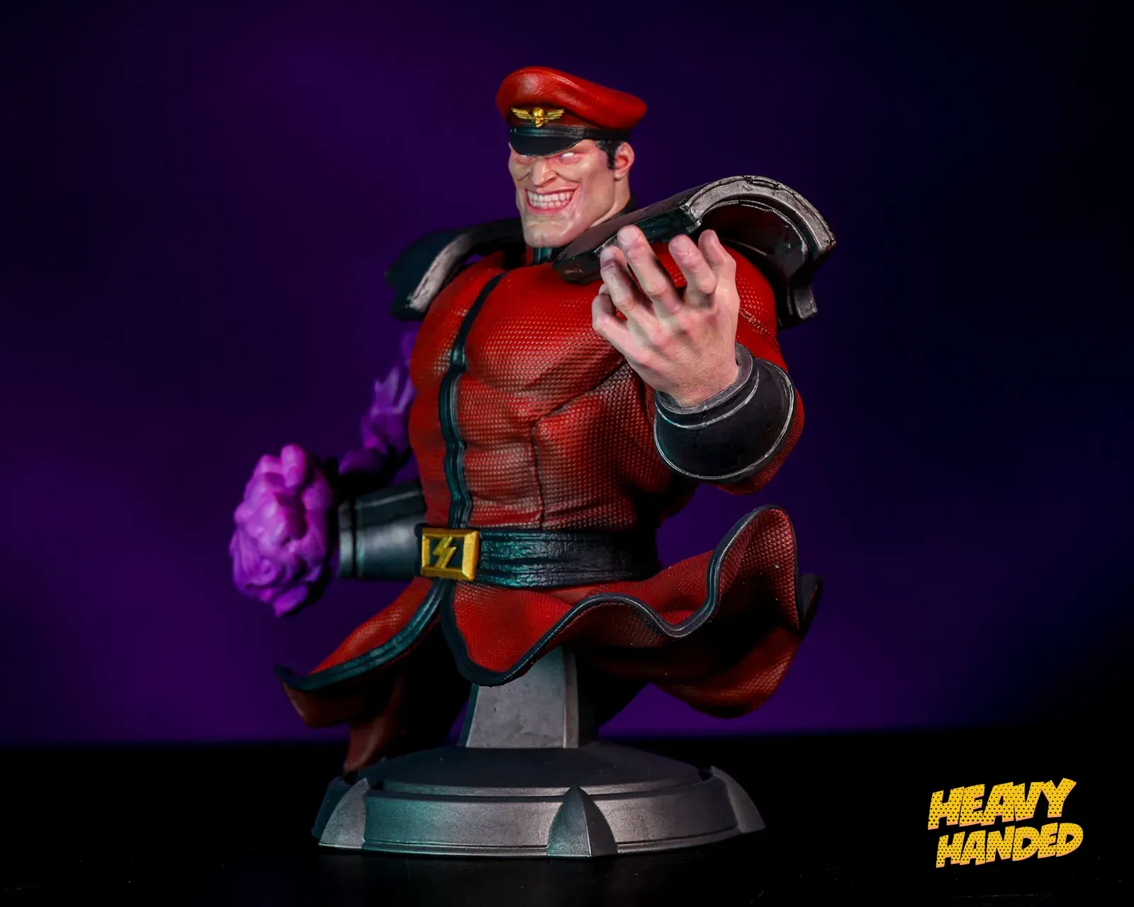 Finished M. Bison bust, three-quarter view